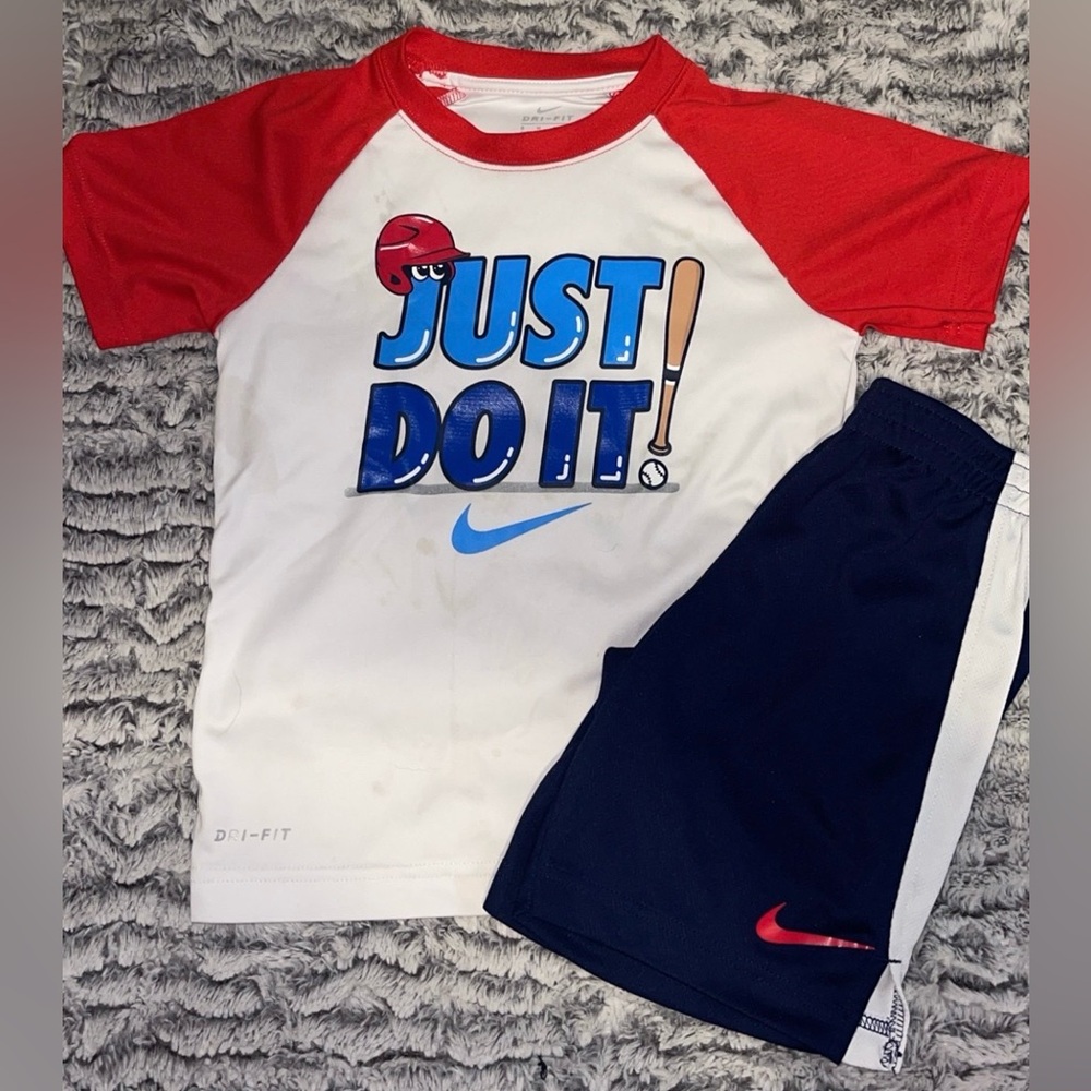 Nike Dri-FIT Red and White Kids Shirt